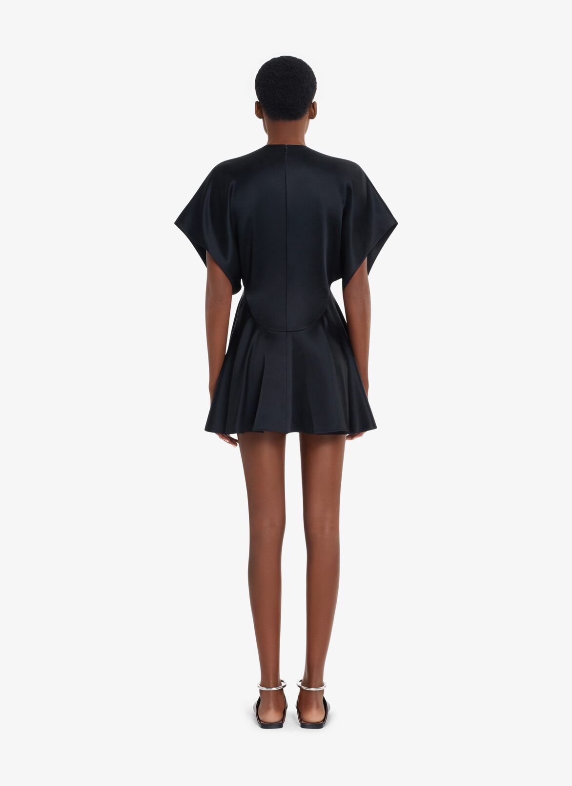 CREPE WEAVE SHORT SKATER DRESS ALAÏA BLACK CREPE WEAVE SHORT SKATER DRESS